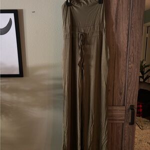 Women's Olive Green Wide-Leg Jumpsuit
